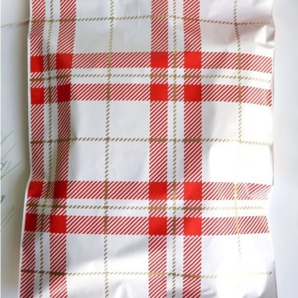 6x9 Poly Mailers Set of 20 Red Gold & White Plaid Shipping Supplies Gift Wrap